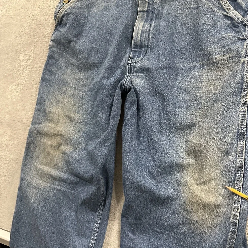 Key Workwear Denim Bib Overalls 40x30 Blue Baggy Heavyweight Casual